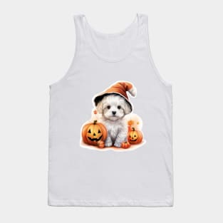 White cute Halloween puppy Dog Tank Top